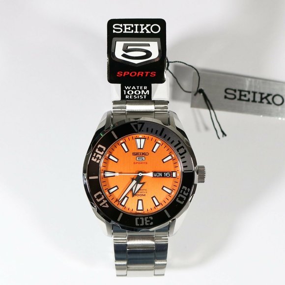 Seiko Automatic Orange Dial Men's 44mm Watch - Picture 4 of 5